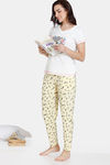 Zivame Bugs Bunny Knit Cotton Mid Length Pyjama Set - Pale Banana — thumbnail 4